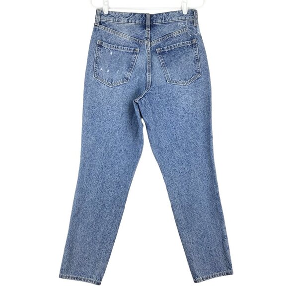 Old Navy Womens Denim Jeans Size 4 Distressed High Rise Straight Leg Cotton Blue - Picture 2 of 11